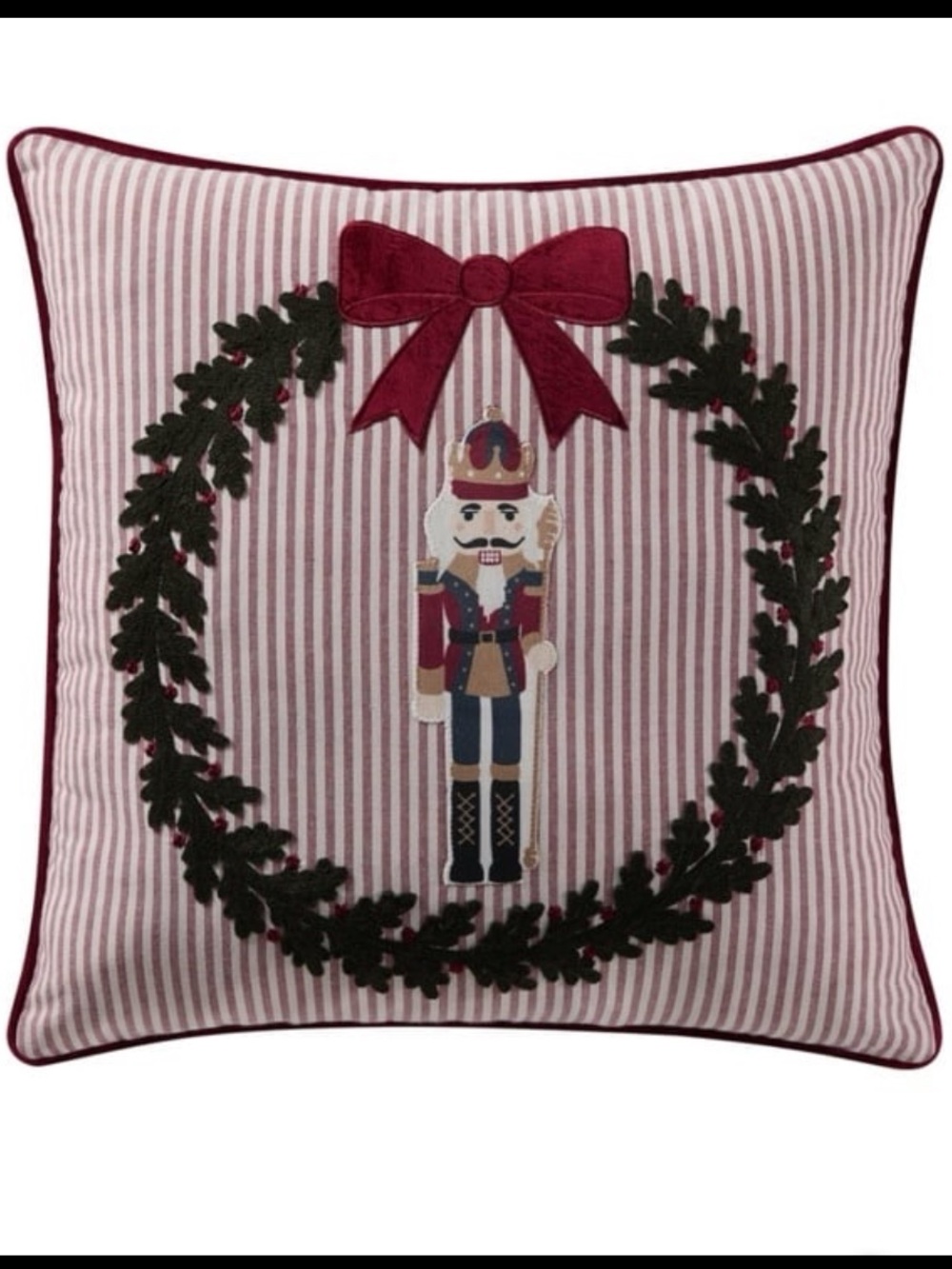 Holiday Nutcracker Wreath Decorative Pillow - My Texas House